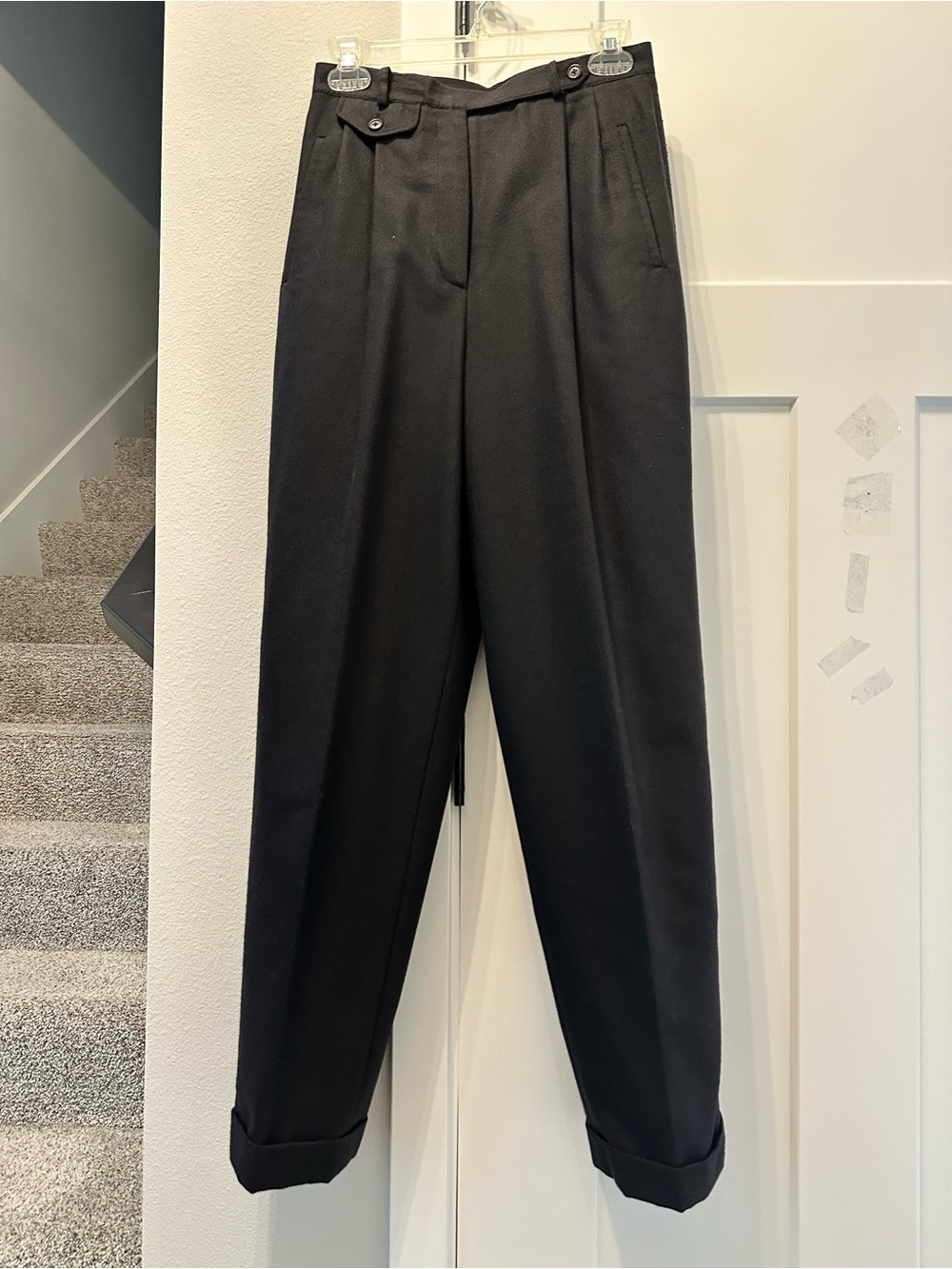 Ralph Lauren Black Pleated High-Waist Tapered Trousers size 4